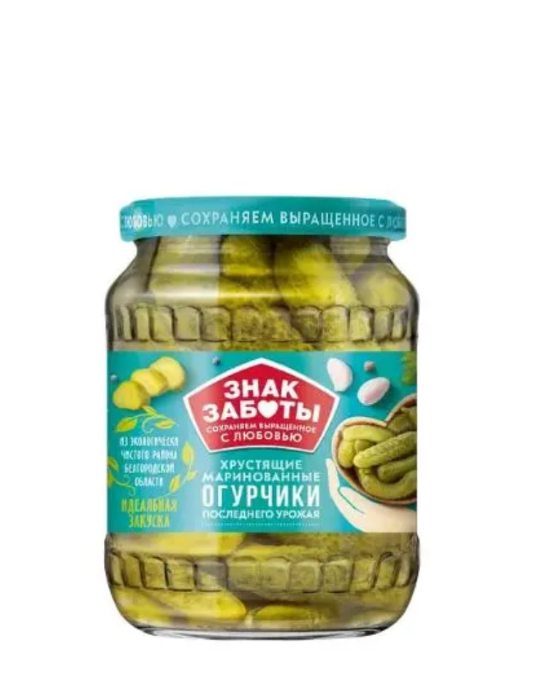 Огурцы маринованные 475 гр. ЗНАК ЗАБОТЫ 1*12 шт.