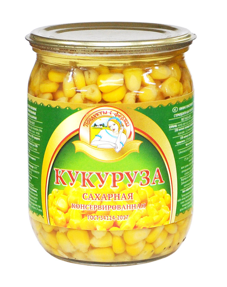 Кукуруза сахарная консервированная Продукты с фермы ГОСТ 34114-2017 550 гр. 1*6 шт.