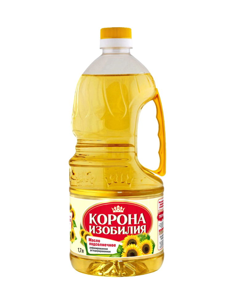 КОРОНА ИЗОБИЛИЯ масло подсолнечное рафинированное ПРЕМИУМ 1,7 л. 1*6 шт.