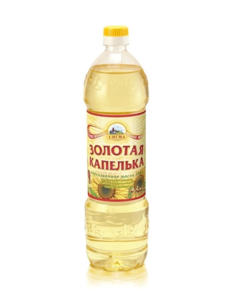 Золотая капелька масло подсолнечное раф. 1л. 1*15 шт.