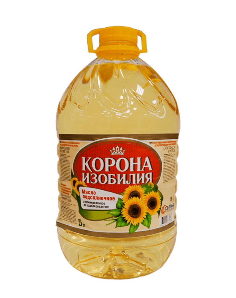 КОРОНА ИЗОБИЛИЯ масло подсолнечное рафинированное ПРЕМИУМ 5 л. 1*4 шт.